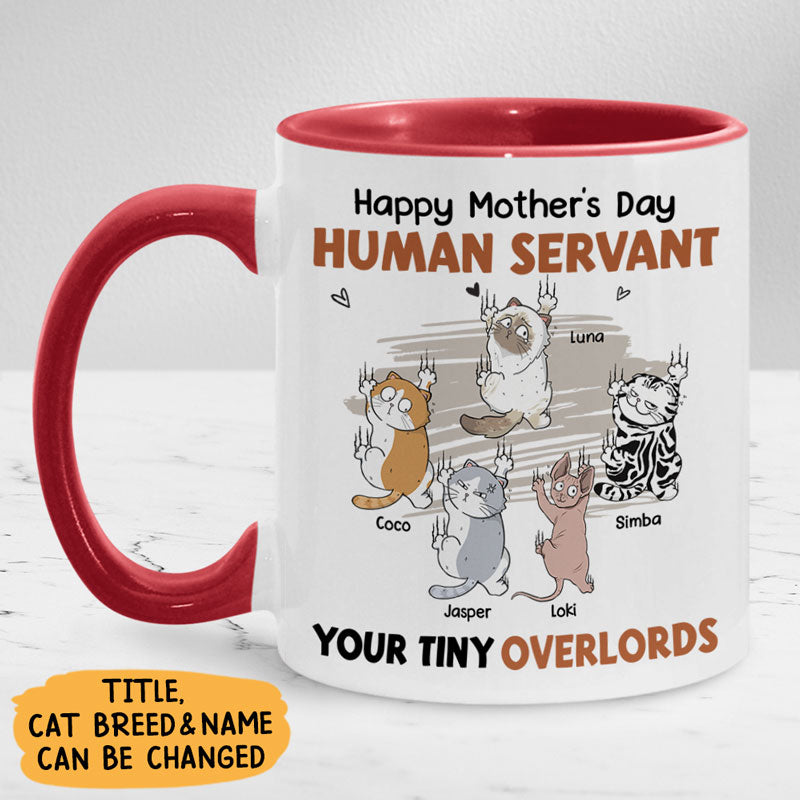 Human Servant Your Tiny Overlord, Personalized Funny Mug, Gift For Cat Lovers