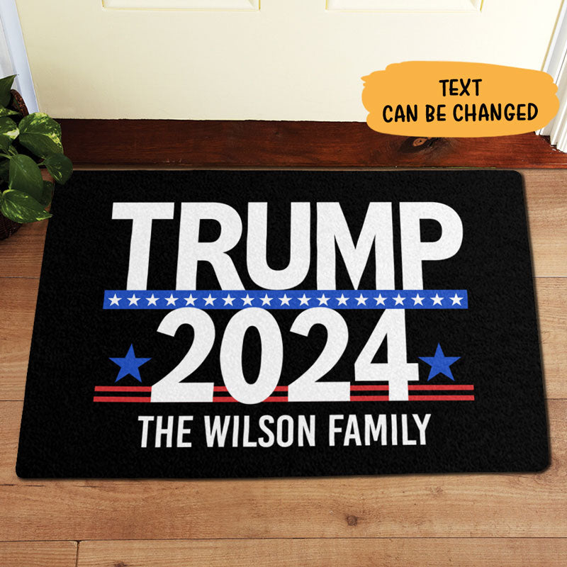 Custom Family Name Trump 2024, Trump Doormat, Personalized Doormat For Trump Fan, Election 2024
