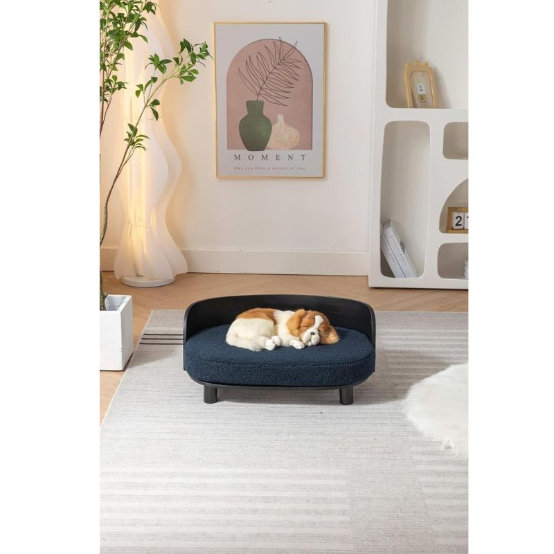 Dog Bed Pet Sofa With Solid Wood Legs And Bent Wood Back, Pet Accessories, Products For Your Pet