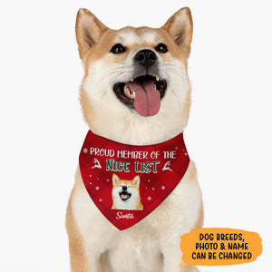 Proud Member Of The Naughty List, Personalized Bandana, Gift For Dog, Custom Photo