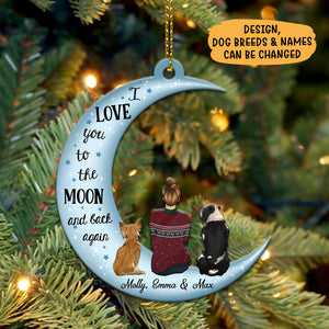 Love You To The Moon And Back, Christmas Shaped Ornament, Gift For Dog Lovers