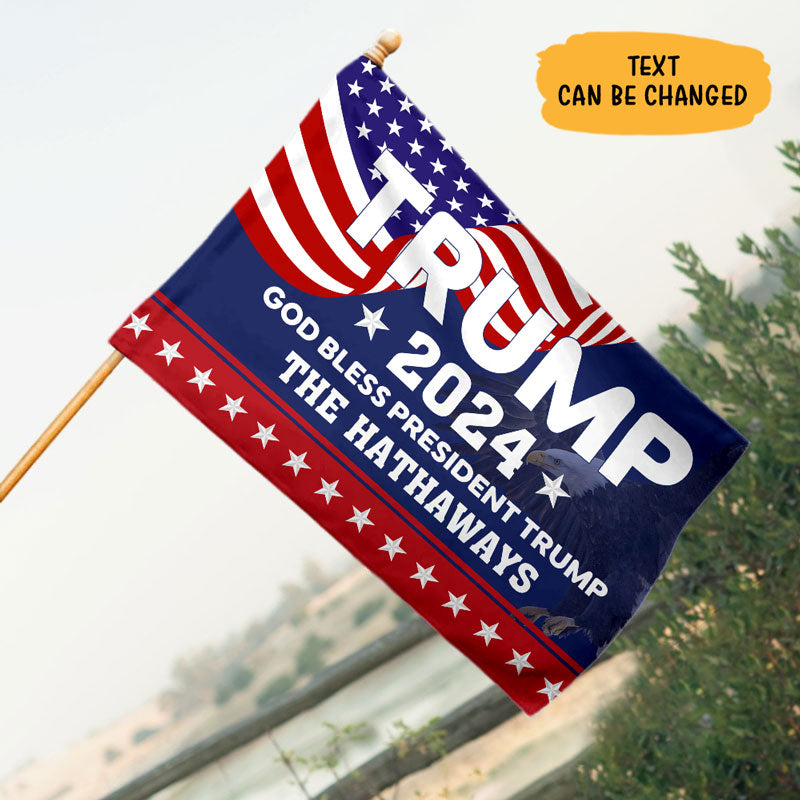 God Bless President Trump 2024, Personalized House Flag, Home Decoration, Election 2024