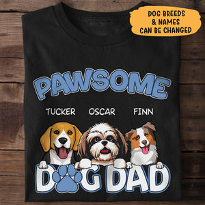 Pawsome Dog Dad, Personalized Dark Shirt, Gift For Dog Dad