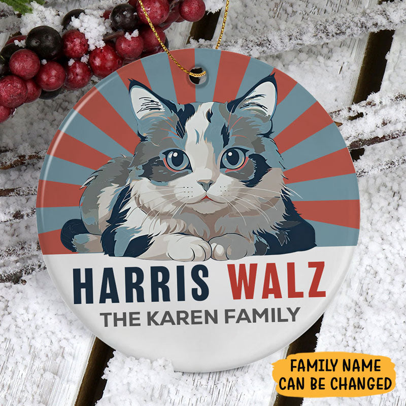 Harris Walz Cat, Personalized Ornament, Kamala Ornaments, Election 2024