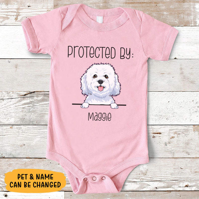 Baby Protected By Pet, Personalized Baby Clothes, Custom Baby Onesies, Baby Shower Gifts