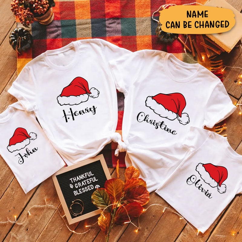 Family Christmas Name Hat, Personalized Family Shirt, Matching Funny Shirt, Christmas Gift Ideas