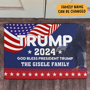 God Bless President Trump 2024, Personalized Doormat, Gift For Trump Fans, Election 2024