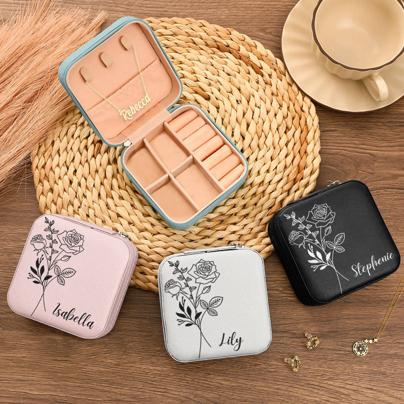 Gift Box Birth Month Flower, Personalized Jewelry Box and Necklace, Birthday Gift, Gift For Mom