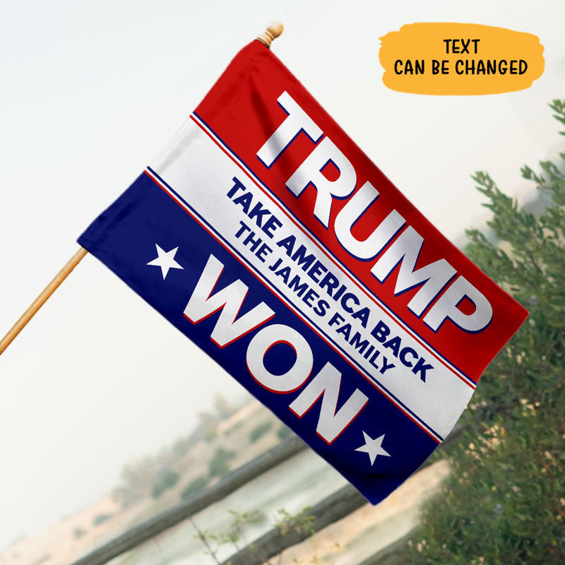 Trump Won Save America Custom Family Name, Personalized House Flag, Gift For Trump Fans, Election 2024