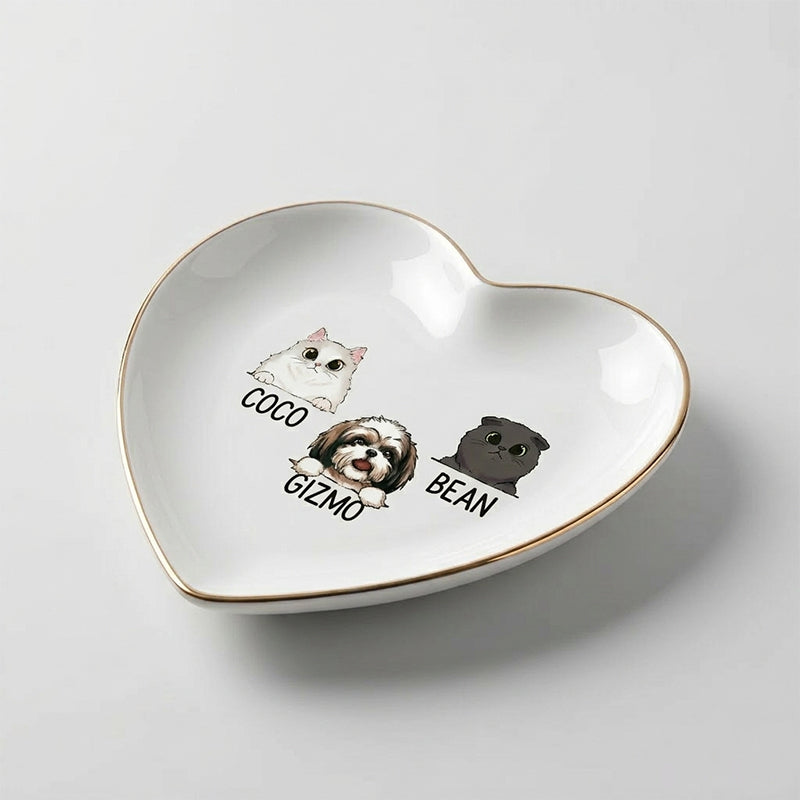 Personalized Pet Trinket Dish, Custom Cat & Dog Name Jewelry Dish, Pet Lover Gift, Cute Pet Ring Dish, Custom Pet Dish