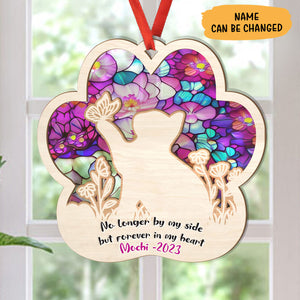 No Longer By My Side Cat, Personalized Suncatcher Ornament, Car Hanger Memorial Gifts