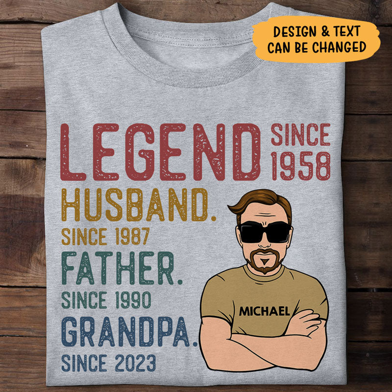 Man Legend Husband Since Vintage, Personalized Shirt, Gifts For Dad