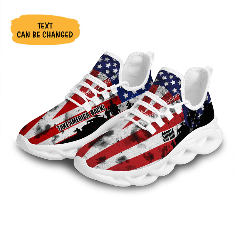 US Flag Military Trump MaxSoul Shoes, Personalized Trump Sneakers, Trump Shoes, Election 2024