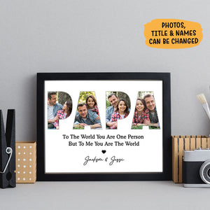 Dad You Are The World Photo Collage, Personalized Picture Frame, Father's Day Gifts, Custom Photo