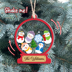 Snowman Shape Ornament, Personalized 3 Layers Shaker Ornament, Christmas Family Gifts