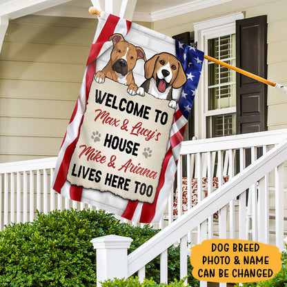 Welcome To The Dog House, Personalized House Flags Custom Photo, Decoration For Dog Lovers