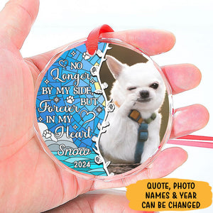 Once By My Side, Forever In My Heart, Personalized Glass Ornament, Memorial Gift For Pet Lovers, Custom Photo