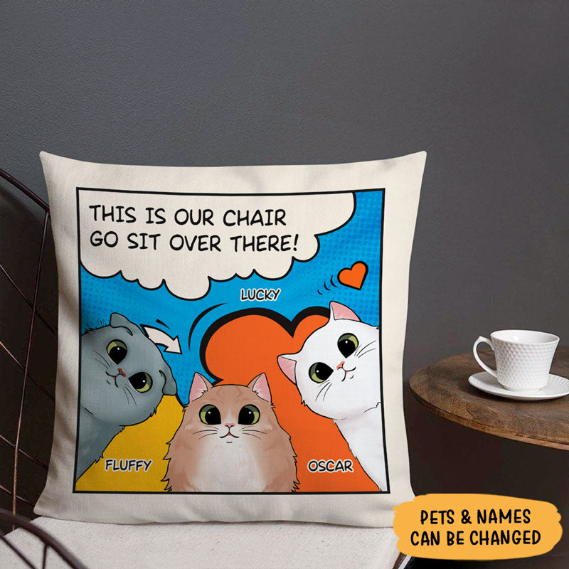 This Is Our Couch Go Sit Over There Funny Cartoon Cat - Gift For Cat Lovers  - Personalized Pillow in 2023