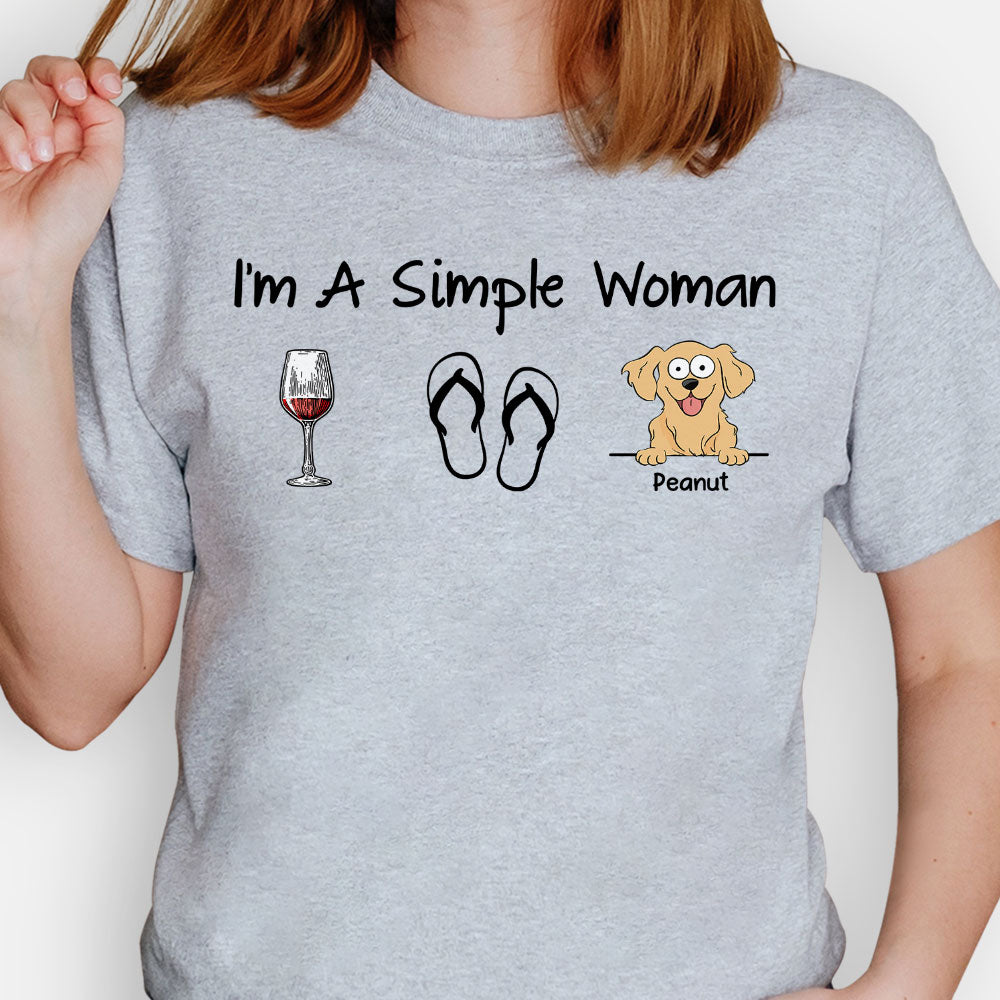 Discover I'm Simple Woman Funny Shirt Dog Pop Eyed, Custom Gifts For Dog Mom Personalized T-Shirt