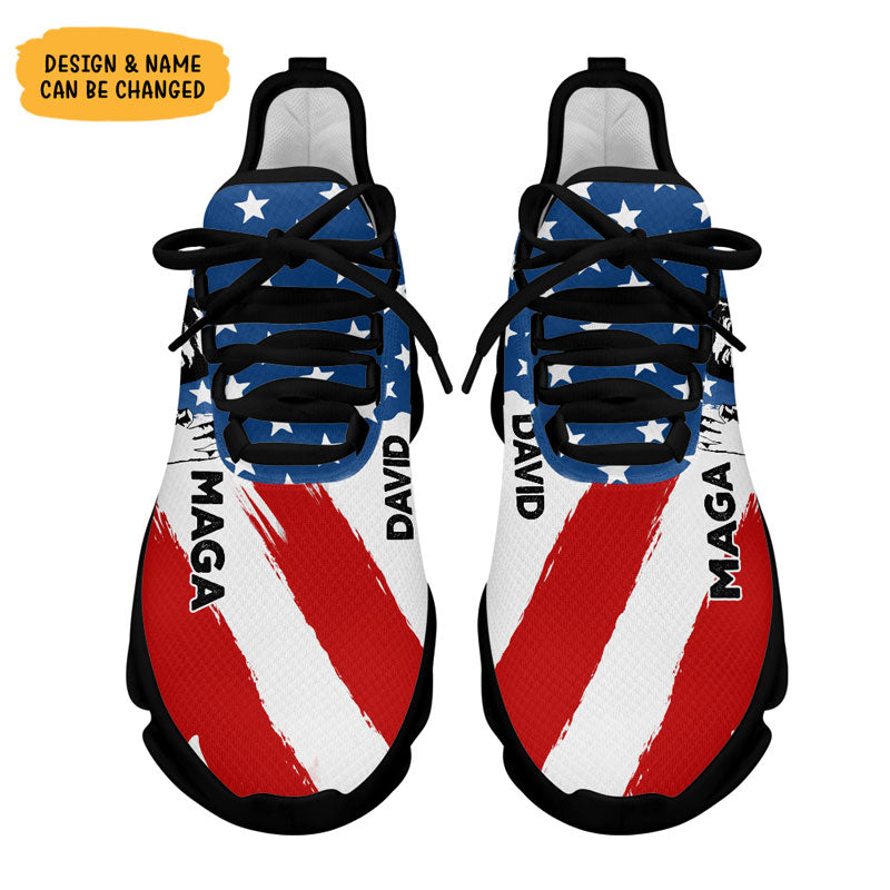 Trump Face US Flag MaxSoul Shoes, Personalized Trump Sneakers, Trump Shoes, Election 2024