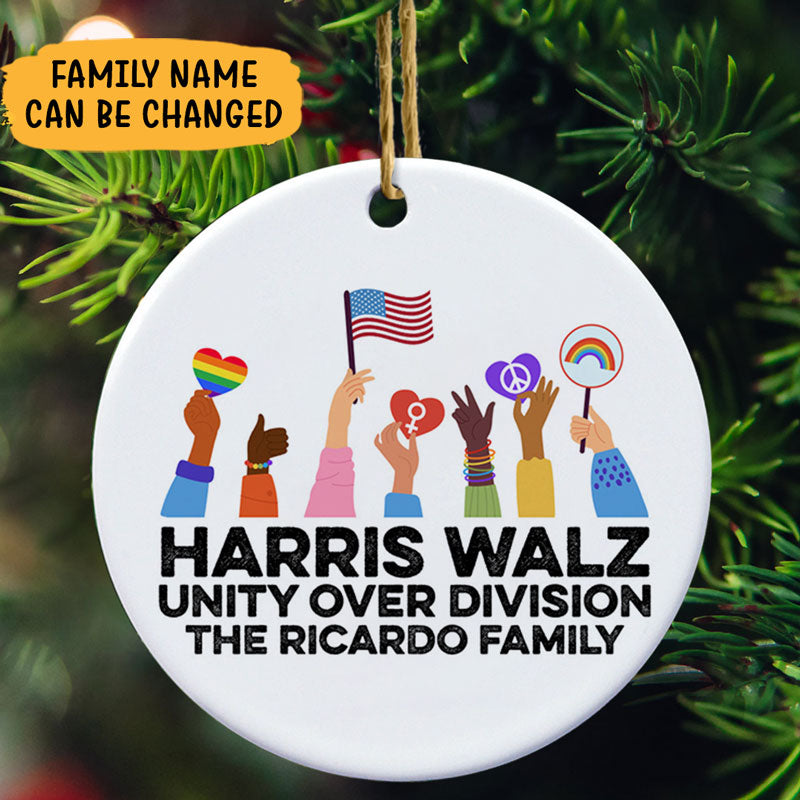 Unity Over Division Kamala Harris Tim Walz, Personalized Ornament, Kamala Ornaments, Election 2024