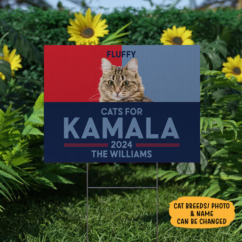 Cats For Kamala 2024, Personalized Yard Sign, Kamala Harris Sign, Custom Photo, Election 2024