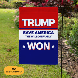 Trump Won Save America US Flag, Personalized Garden Flag, Gift For Trump Fans