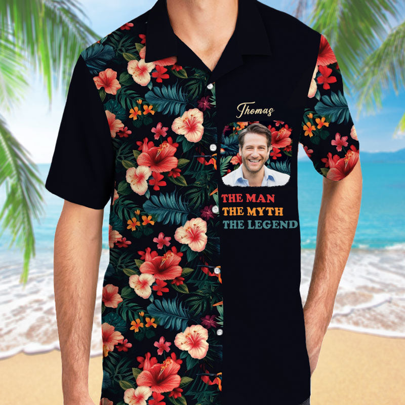 The Man The Myth The Legend, Personalized Hawaiian Shirt, Custom Photo