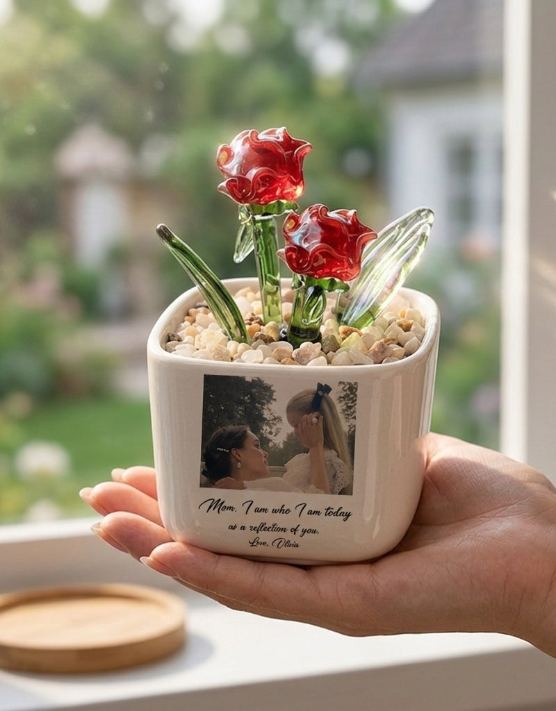 Personalized Photo Flower Pot for Mom, Custom Picture Planter, Mother's Day Gift from Daughter, Sentimental Gift for Mom, Unique Mom Gift
