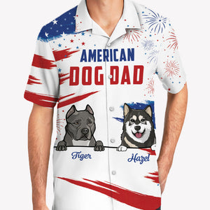 American Dog Dad Dog Mom, Personalized Hawaiian Shirt, Gifts For Dog Lovers