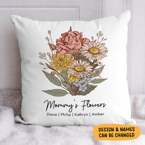 Custom Flower Bouquet, Personalized Pillow, Mother's Day Gift ( Insert Included)