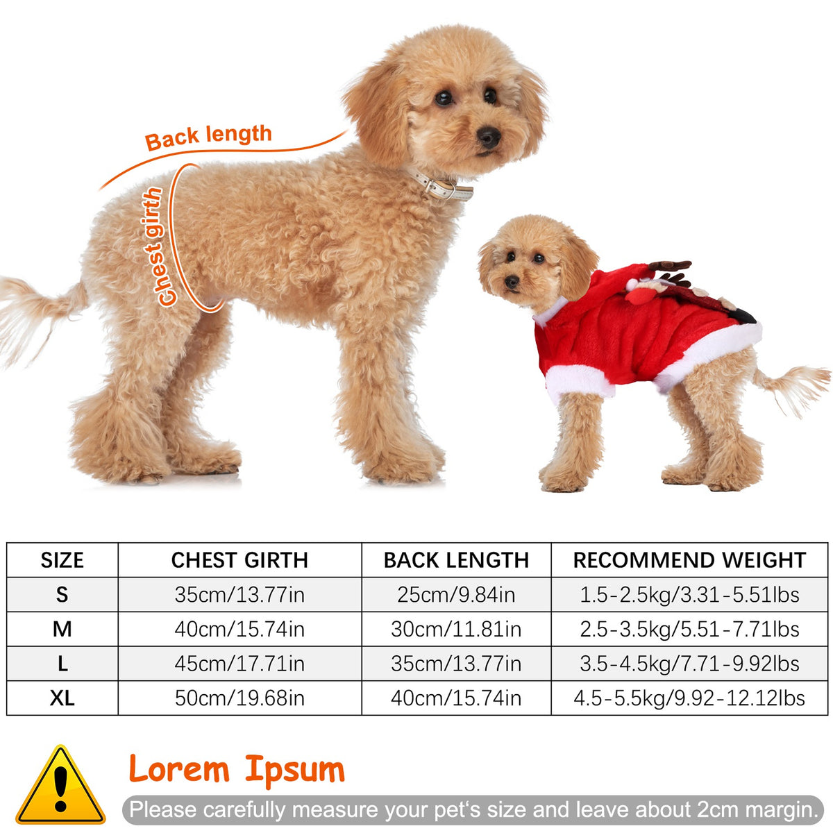 Pet Christmas Clothes Santa Claus' Reindeer Costume Winter Outfit For Small & Medium Dogs/Cats
