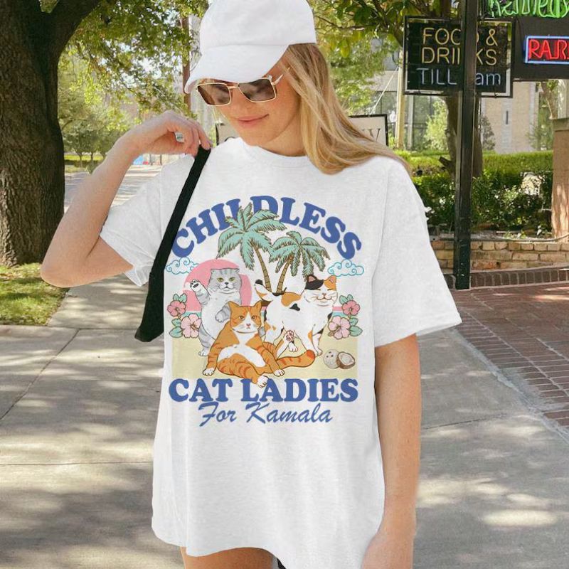 Childless Cat Lady for Kamala Harris, Funny Cat T Shirt, Election 2024