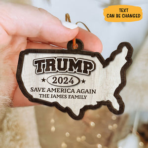 US Map Trump Nation, Personalized 2 Layer Ornaments, Trump Ornaments, Election 2024