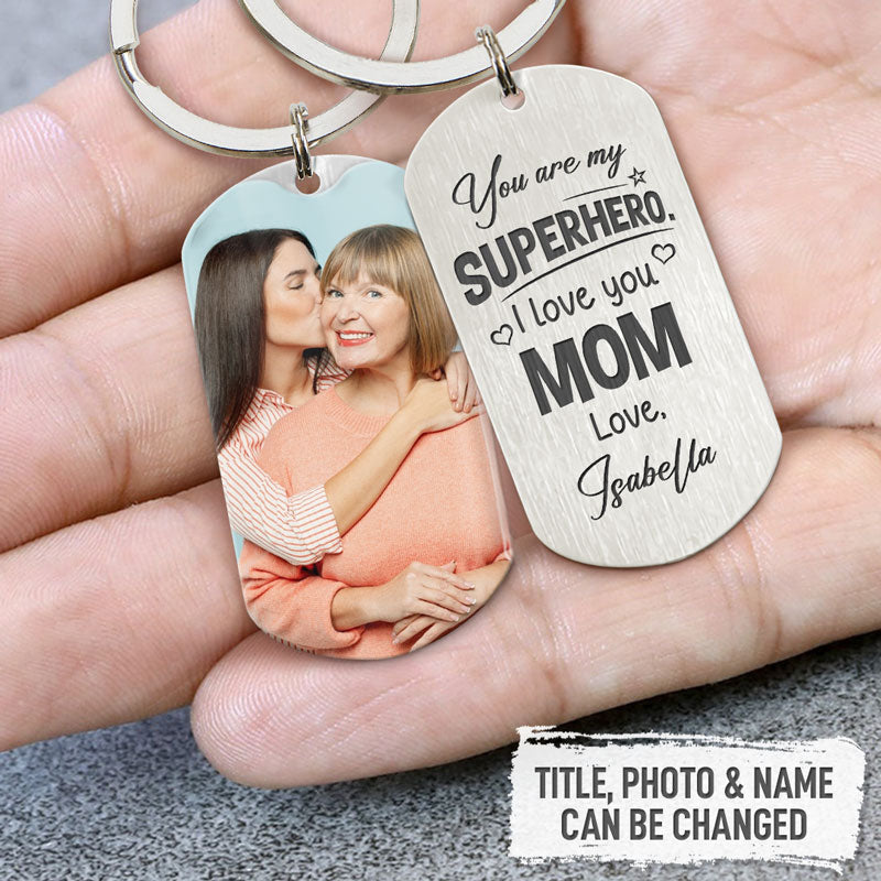 You Are My Superhero, Personalized Keychain, Father's Day Gifts, Custom Photo