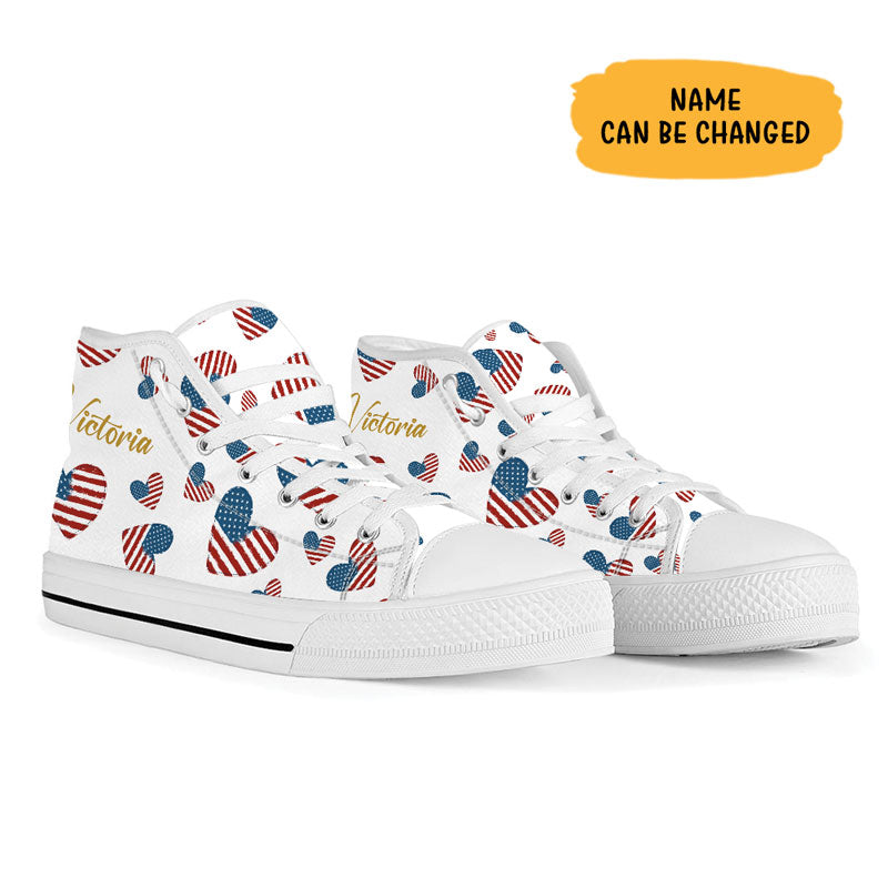 Trump Patriotic Gold High Top Shoes, Personalized Trump Sneakers, Trump Shoes, Election 2024