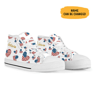Trump Patriotic Gold High Top Shoes, Personalized Sneakers, Gift For Trump Fans, Election 2024