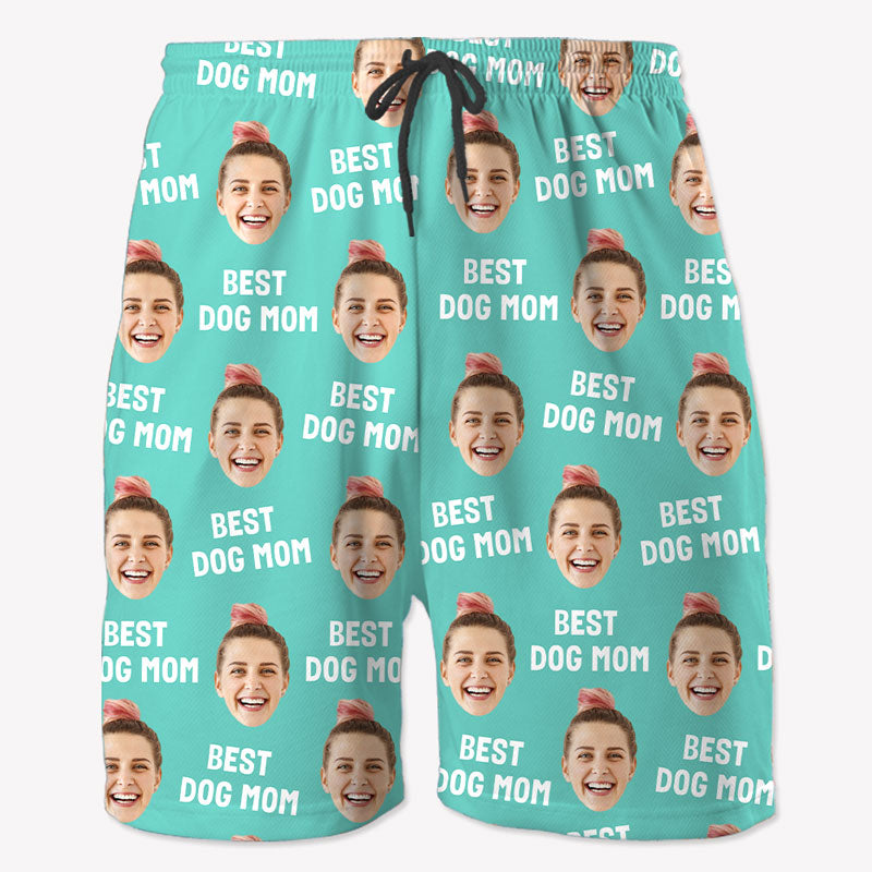 Best Dad Mom Custom Face, Personalized Beach Shorts, Gift For Pet Lovers, Custom Photo