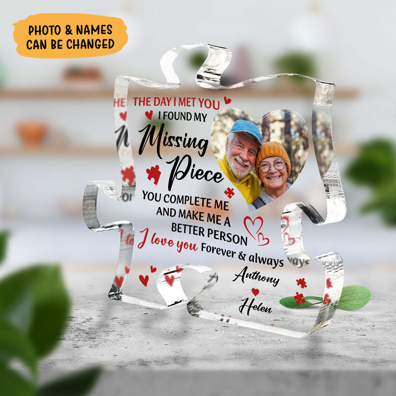 You Are My Missing Piece, Personalized Keepsake, Puzzle Shape Plaque, Anniversary Gifts