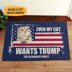 Even My Cat Wants Trump, Personalized Doormat, Trump Doormat, Gift For Cat Lovers, Custom Photo, Election 2024