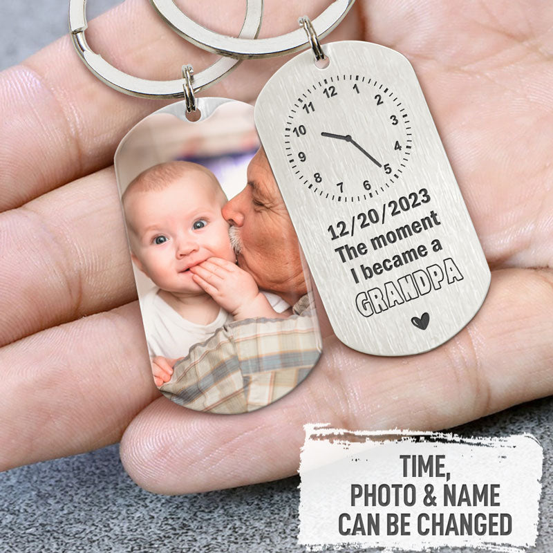 The Moment You Became My Daddy, Personalized Keychain, Custom Photo