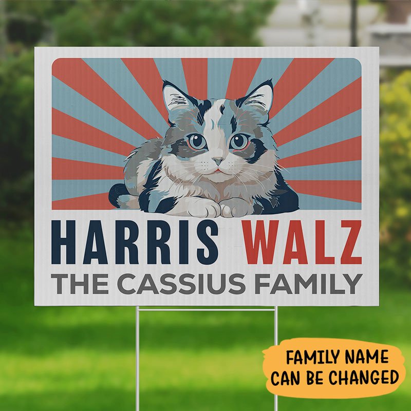 Harris Walz Cat, Personalized Yard Sign, Kamala Harris Sign, Vote Kamala, Election 2024