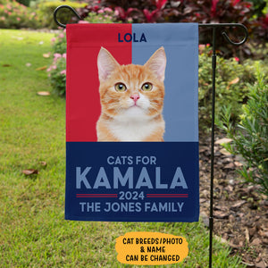 Cats For Kamala 2024, Personalized House Flag, Gift For Kamala Harris Supporters, Custom Photo, Election 2024