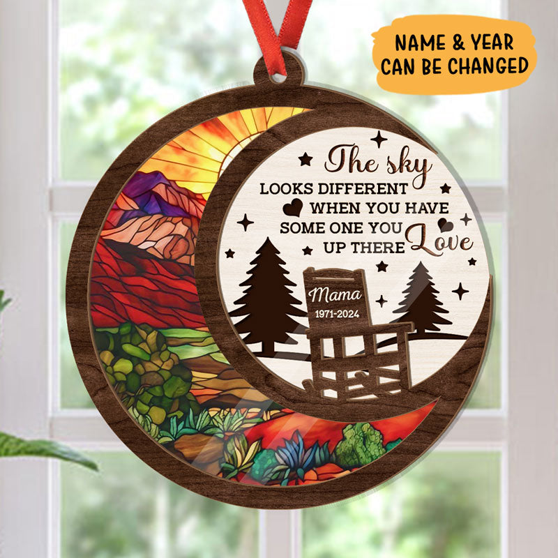 Sky Looks Different, Personalized Memorial Suncatcher, Memorial Ornament For Loss Of Loved One