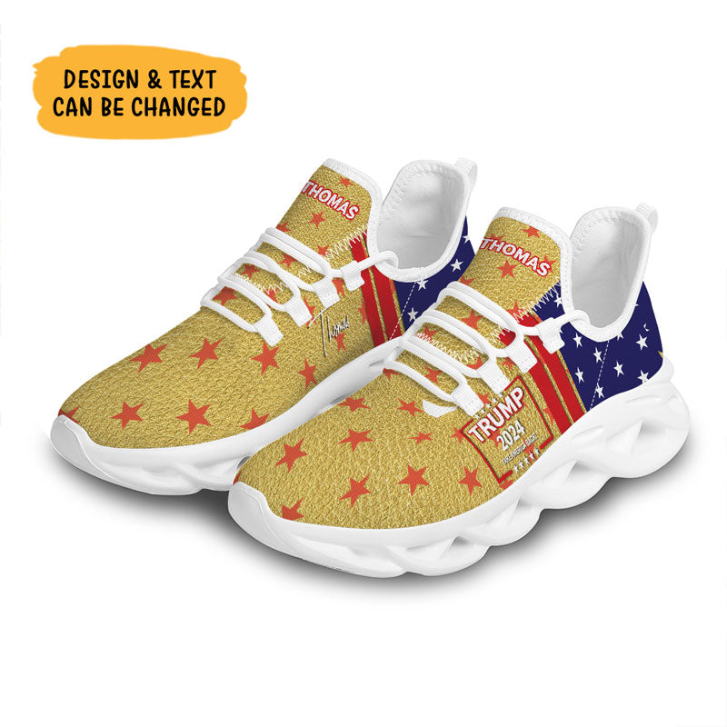 Trump Golden MaxSoul Shoes, Personalized Trump Sneakers, Trump Shoes, Election 2024