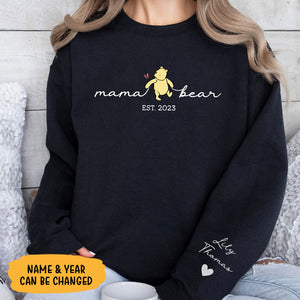 Mama Bear, Personalized Sweatshirt With Design On Sleeve, Christmas Gifts For Mom