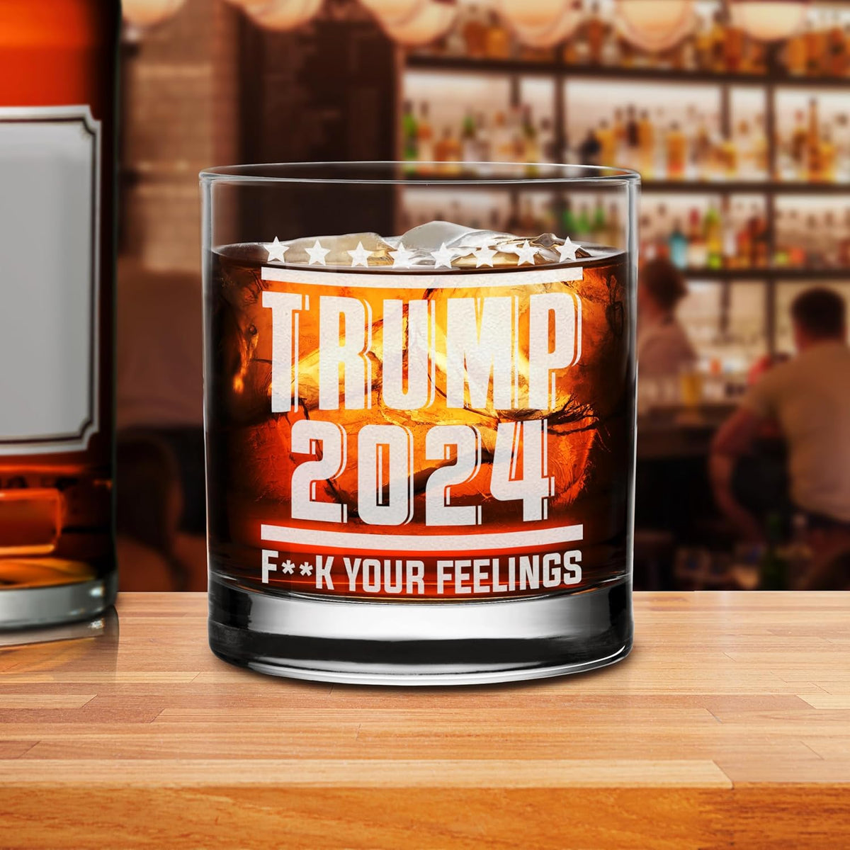 Trump 2024 Fk Your Feelings, Engraved Rock Glass, Election 2024