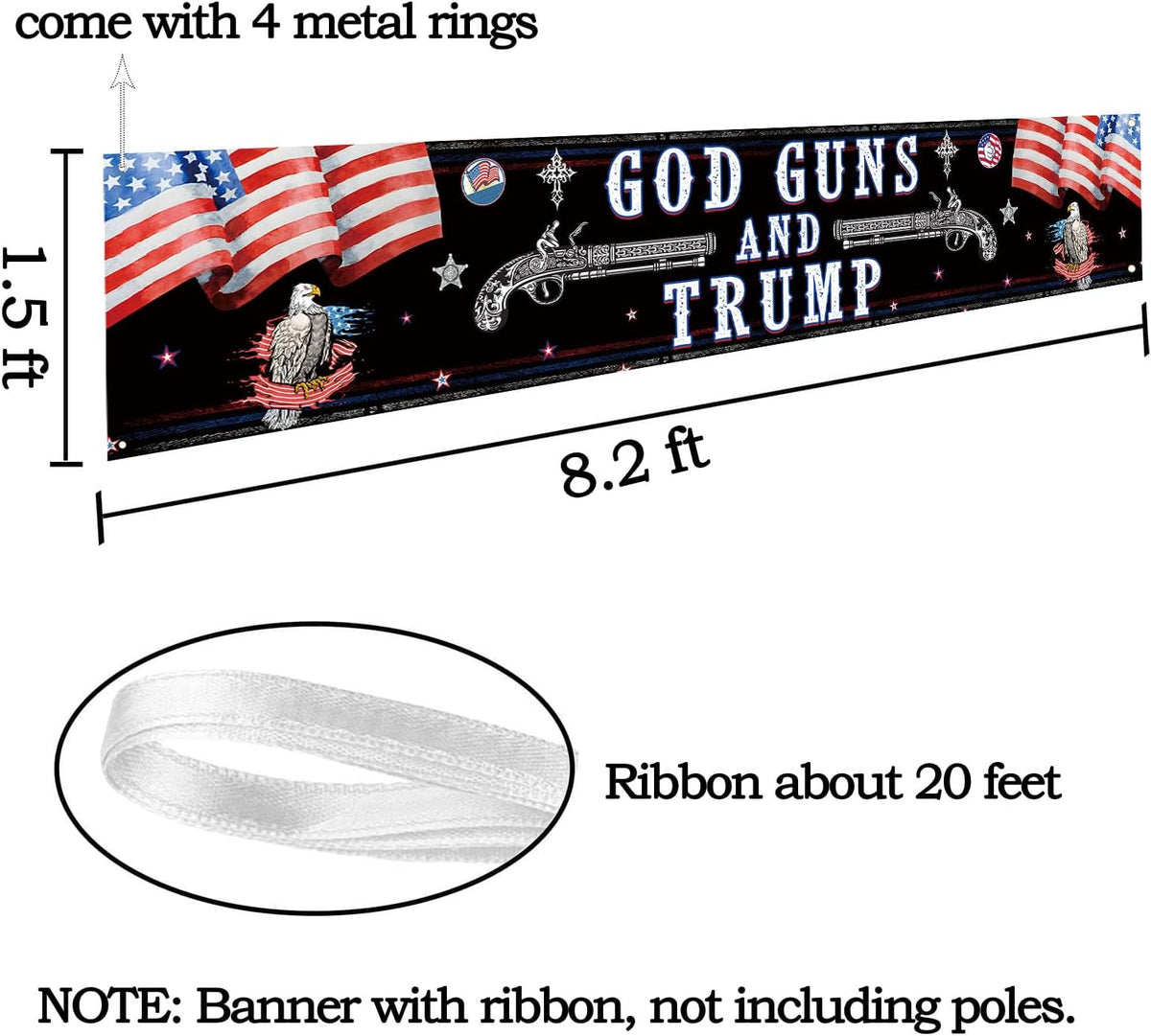 God, Guns, and TRUMP 2024 Made America 2nd Emendment Bandiera 3x5 God, Guns, and TRUMP 2024 Made America 2nd Emendment Bandiera 3x5