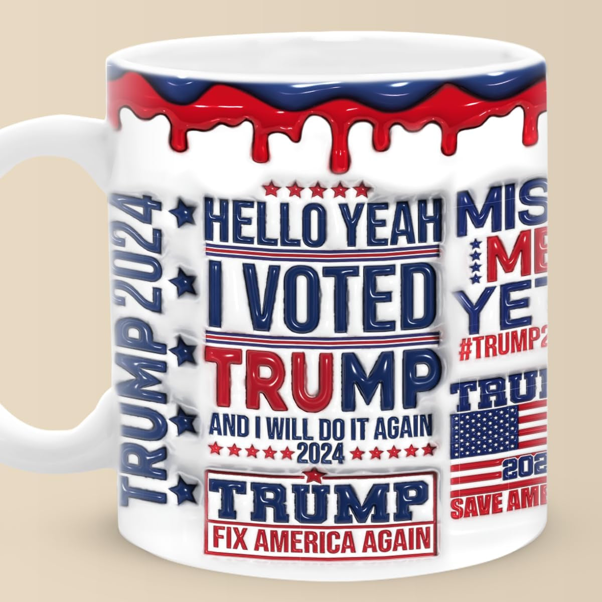Trump 3D Inflated Mug, Gift For Trump Supporters, Election 2024