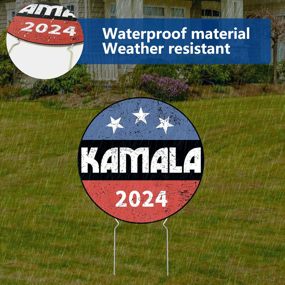 Kamala Harris 2024 Circle Yard Sign, Gift For Kamala Supporters, Election 2024